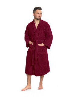 Pánský bavlněný župan model KIMONO Bordeaux