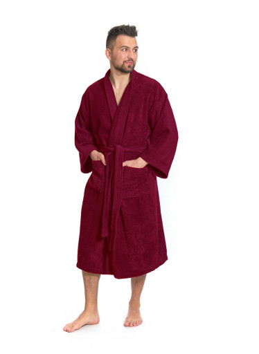 Pánský bavlněný župan model KIMONO Bordeaux