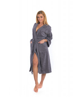 Dámský bavlněný župan model KIMONO Dark Grey