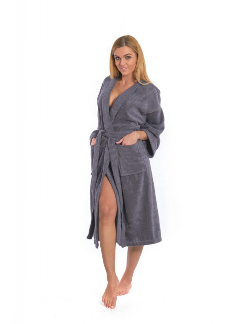 Dámský bavlněný župan model KIMONO Dark Grey