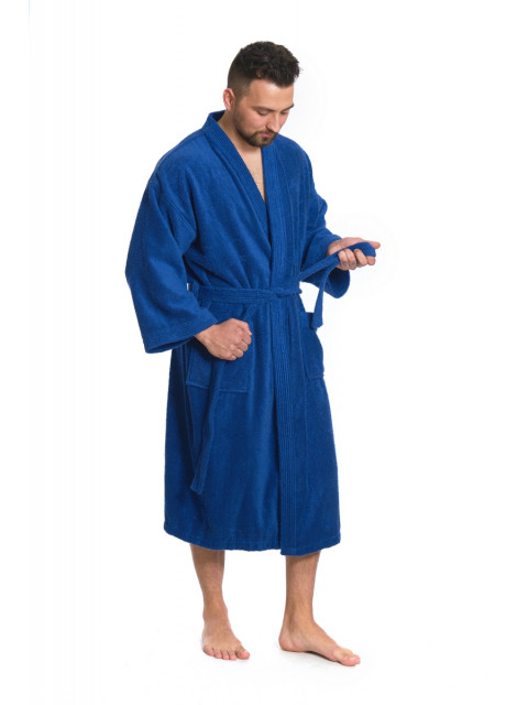 Pánský bavlněný župan model KIMONO Blue Navy