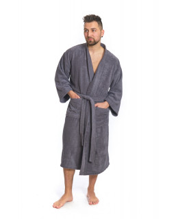 Pánský bavlněný župan model KIMONO Dark Grey