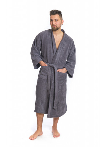 Pánský bavlněný župan model KIMONO Dark Grey