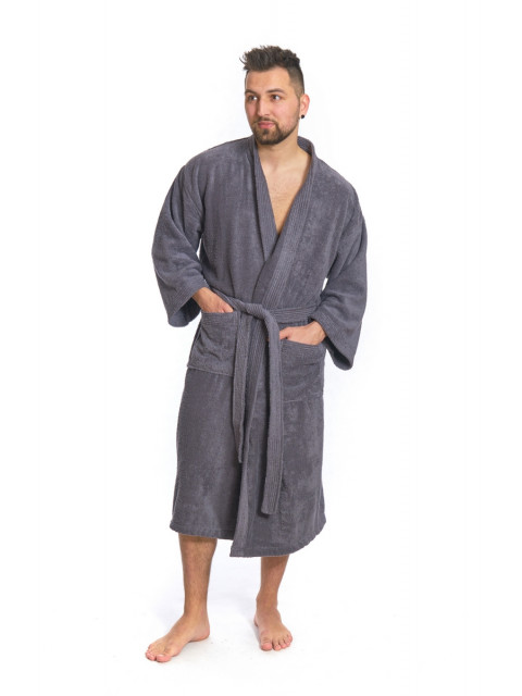 Pánský bavlněný župan model KIMONO Dark Grey