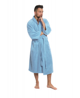 Pánský bavlněný župan model KIMONO Light Blue